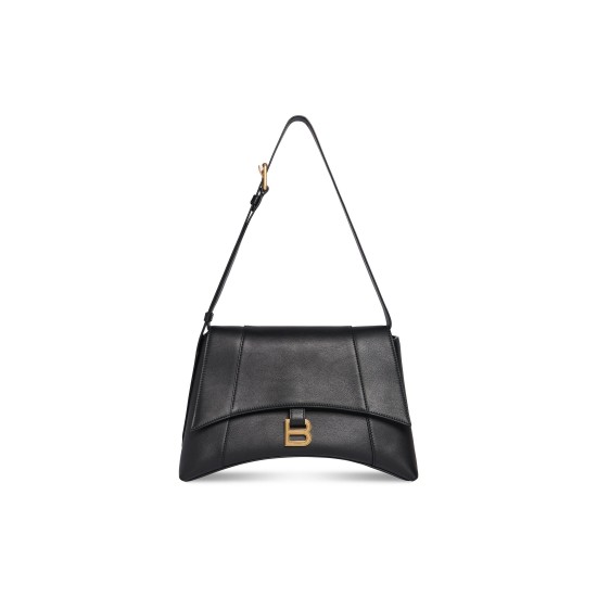 BALENCIAGA WOMEN'S DOWNTOWN XS SMALL MEDIUM SHOULDER BAG IN BLACK