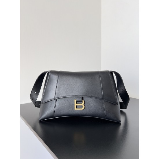 BALENCIAGA WOMEN'S DOWNTOWN XS SMALL MEDIUM SHOULDER BAG IN BLACK