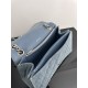 BALENCIAGA WOMEN'S CRUSH MEDIUM CHAIN BAG QUILTED DENIM IN LIGHT BLUE