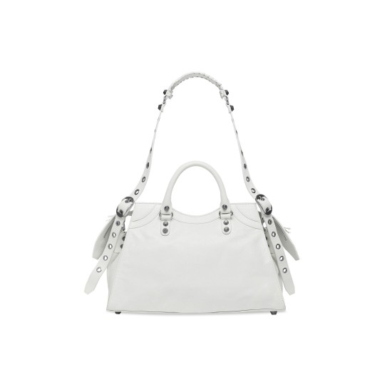 BALENCIAGA WOMEN'S NEO CAGOLE CITY HANDBAG IN WHITE