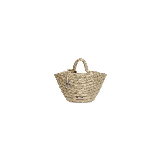 BALENCIAGA WOMEN'S IBIZA SMALL BASKET WITH STRAP IN BEIGE