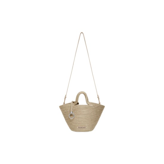 BALENCIAGA WOMEN'S IBIZA SMALL BASKET WITH STRAP IN BEIGE