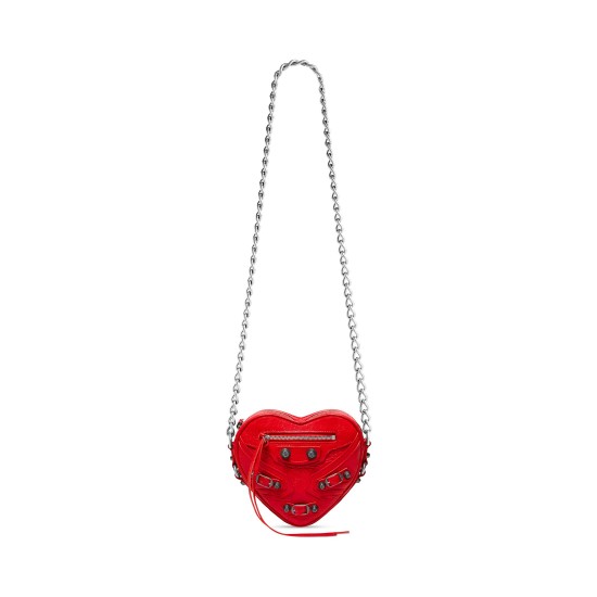 BALENCIAGA WOMEN'S LE CAGOLE HEART MINI BAG IN RED