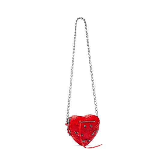 BALENCIAGA WOMEN'S LE CAGOLE HEART MINI BAG IN RED