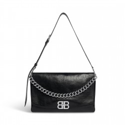 BALENCIAGA WOMEN'S BB SOFT LARGE SMALL FLAP BAG IN BLACK