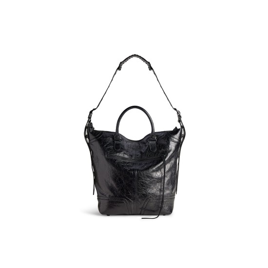 BALENCIAGA MEN'S LE CAGOLE MEN MEDIUM TOTE BAG IN BLACK