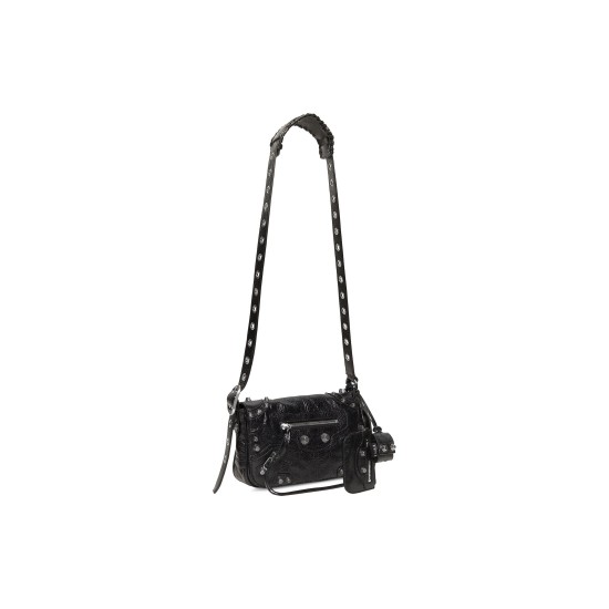 BALENCIAGA MEN'S LE CAGOLE MEN XS FLAP BAG IN BLACK