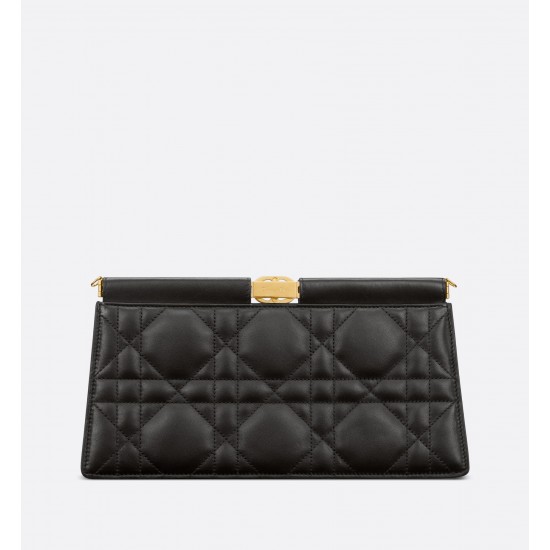 DIOR CARO COLLE NOIRE CLUTCH WITH CHAIN