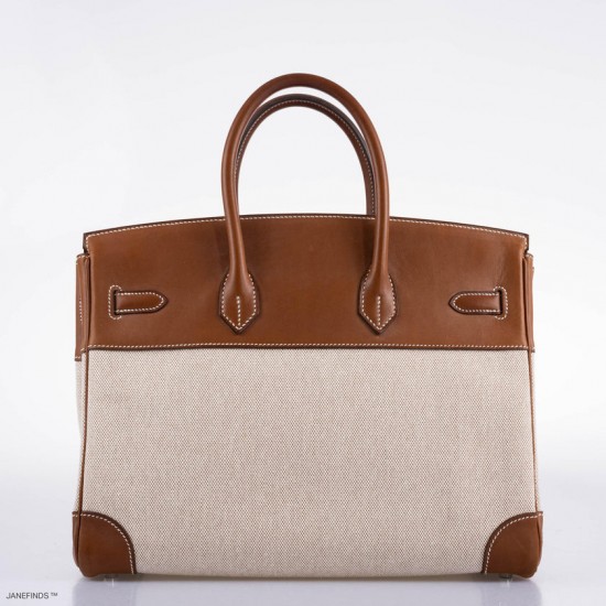 Hermès Birkin 35 Toile & Barenia with Palladium Hardware