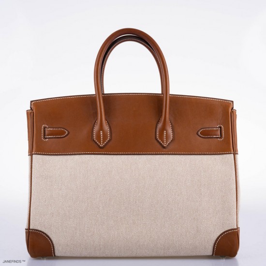 Hermès Birkin 35 Toile & Barenia with Palladium Hardware