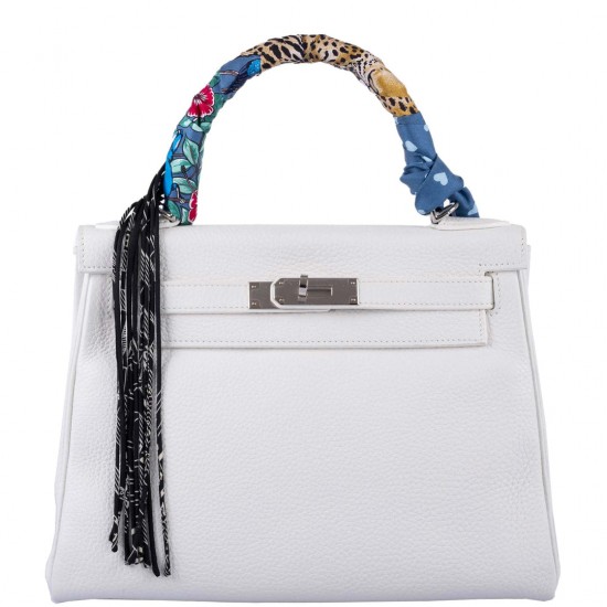 Hermès Kelly 28 Retourne White Clemence leather Palladium Hardware