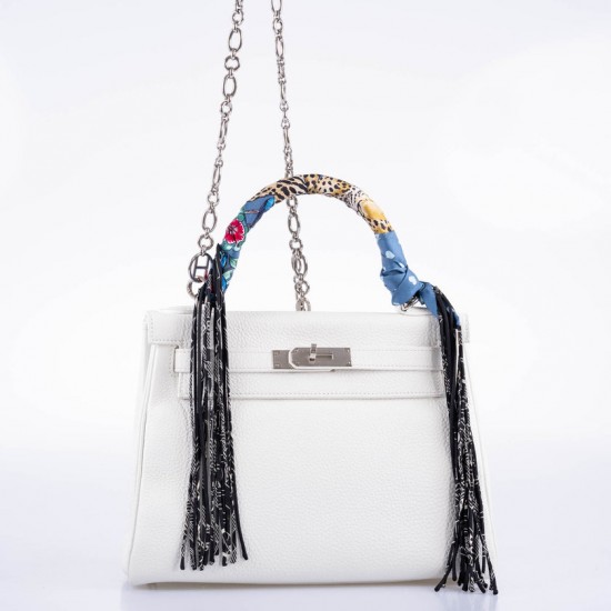 Hermès Kelly 28 Retourne White Clemence leather Palladium Hardware