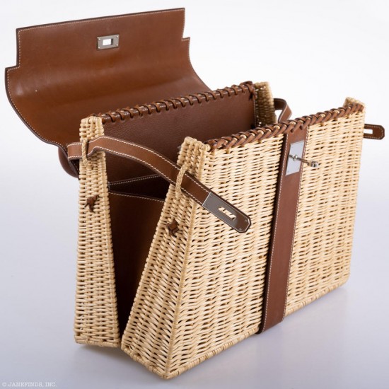 Hermès Kelly 35 Picnic, Wicker & Barenia leather Palladium Hardware