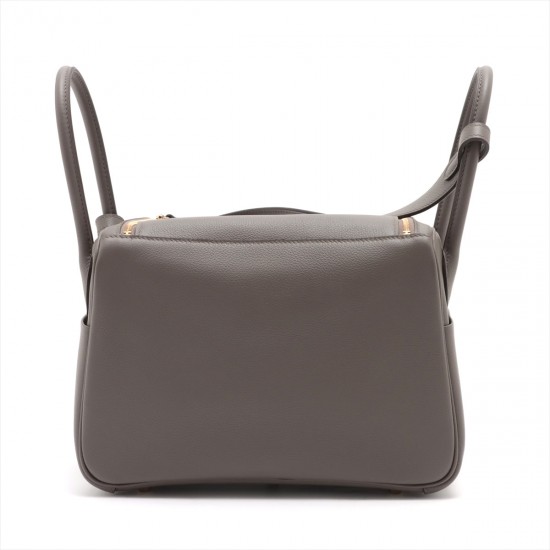 Hermès LINDY 26 ETOUPE TAURILLON CLEMENCE SILVER HARDWARE