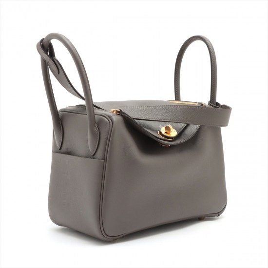 Hermès LINDY 26 ETOUPE TAURILLON CLEMENCE SILVER HARDWARE