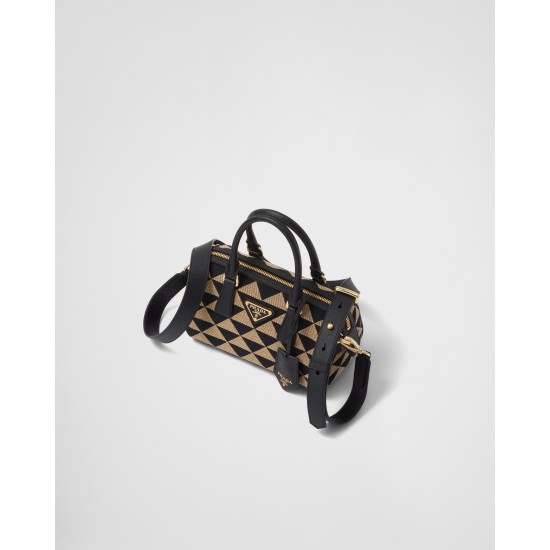 PRADA Symbole embroidered fabric top-handle bag