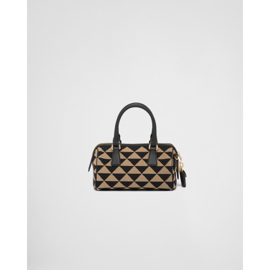 PRADA Symbole embroidered fabric top-handle bag