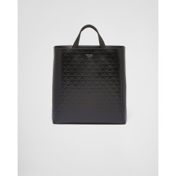 PRADA Brushed leather tote bag with water bottle